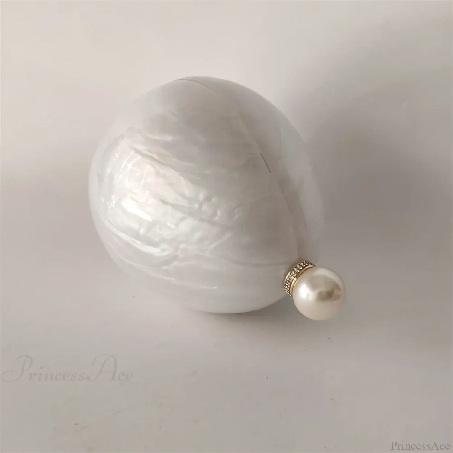 Pearl White Egg Acrylic Box Oval Bridal Messenger Clutch Bag