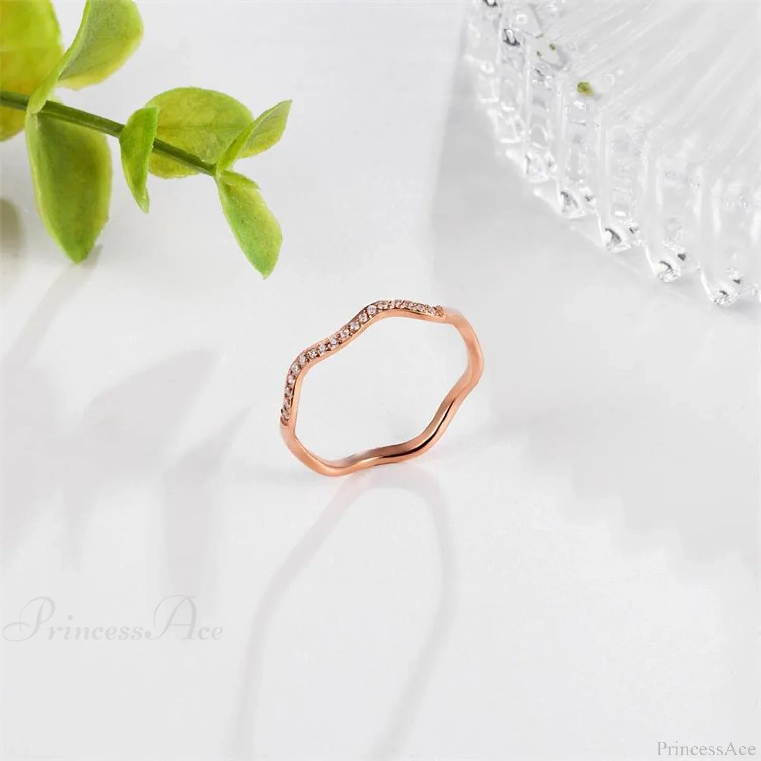 Personalized Irregular Curved Edge Rose Gold Ring