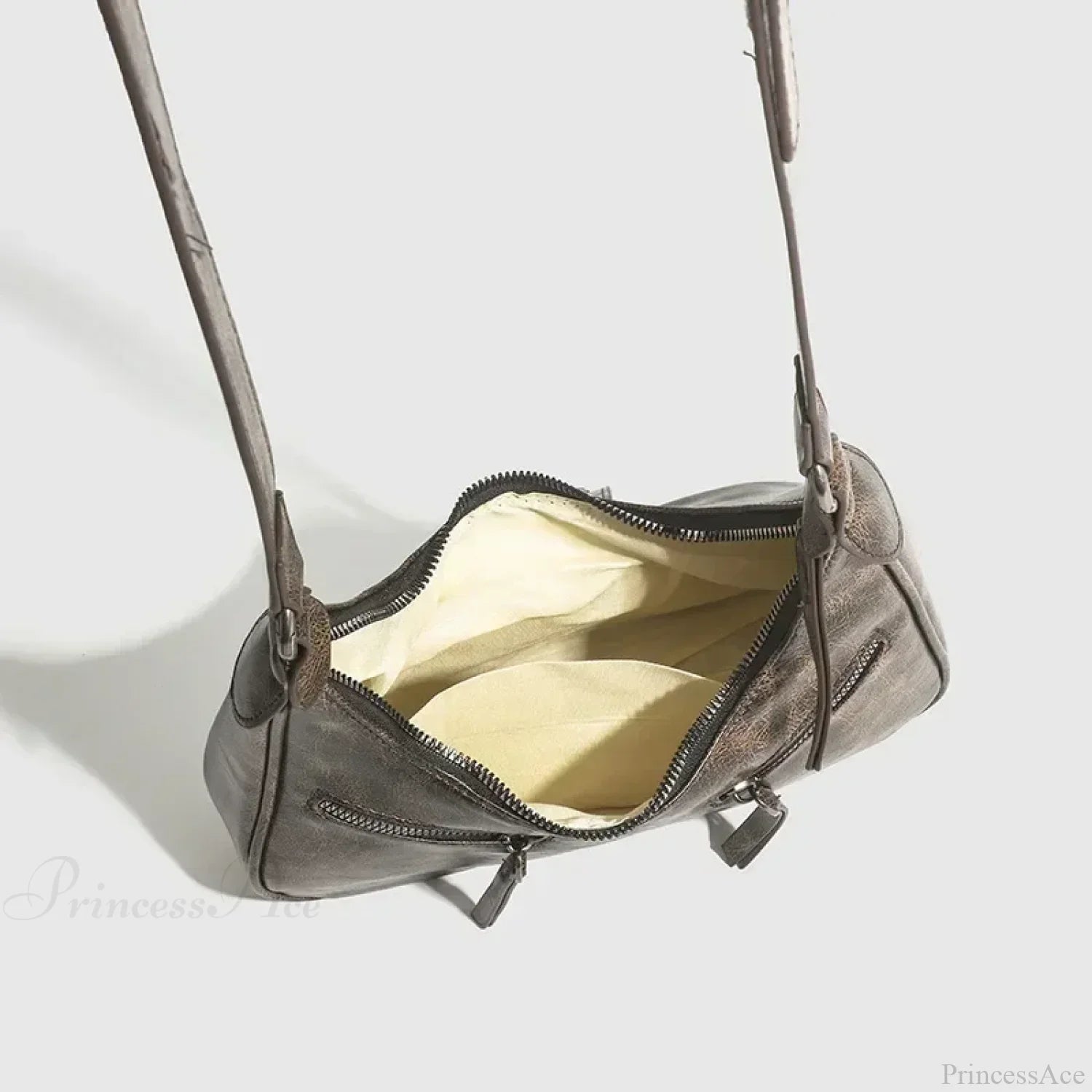 Borsa a spalla in pelle sintetica con design a cintura retrò