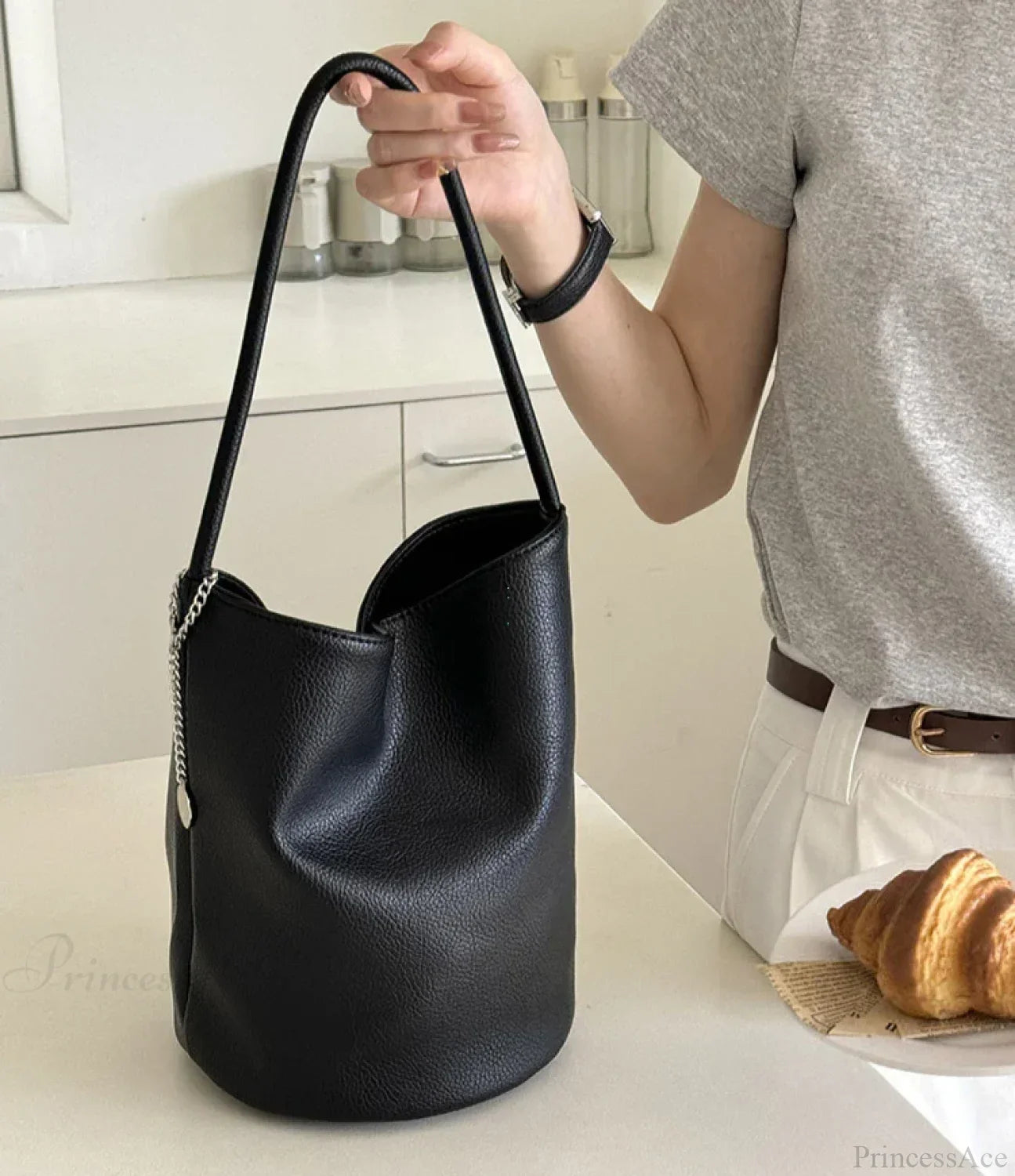 Retro Soft Leather Bucket Shoulder Bag