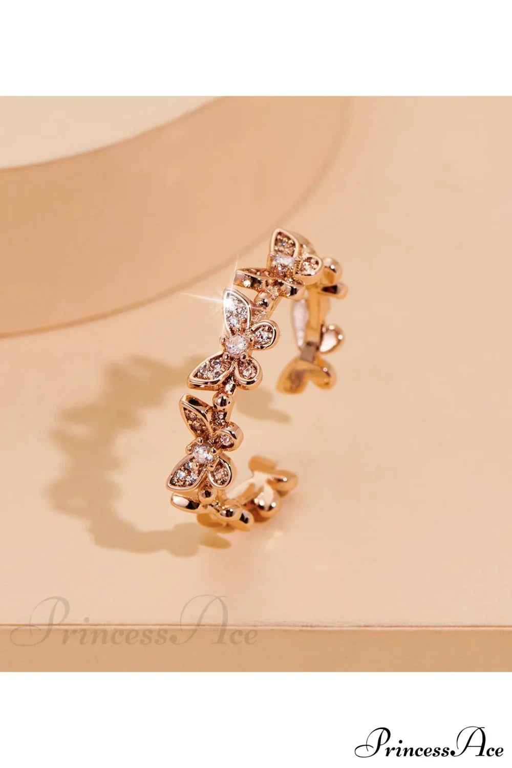 Rhinestone Butterfly Decor Cuff Ring