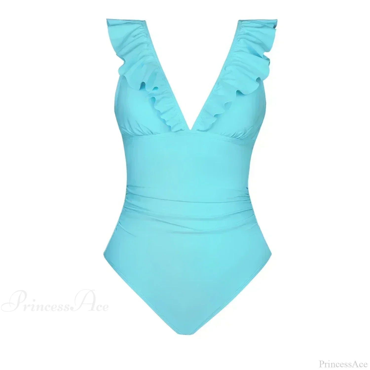 Ruffled V-neck Lace Up One Piece Set