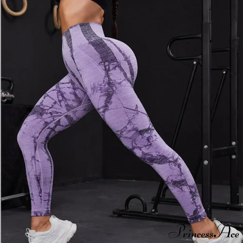 Seamless Waist Fitness Print Workout Knitted Legging