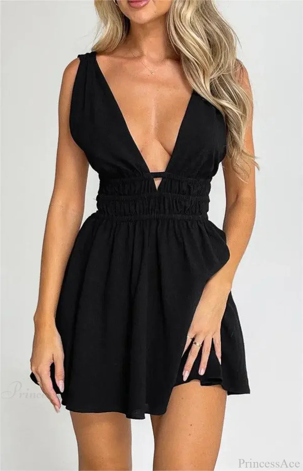 Sexy Rückenfreies Mini-Kleid mit V-Ausschnitt und Blumenmuster