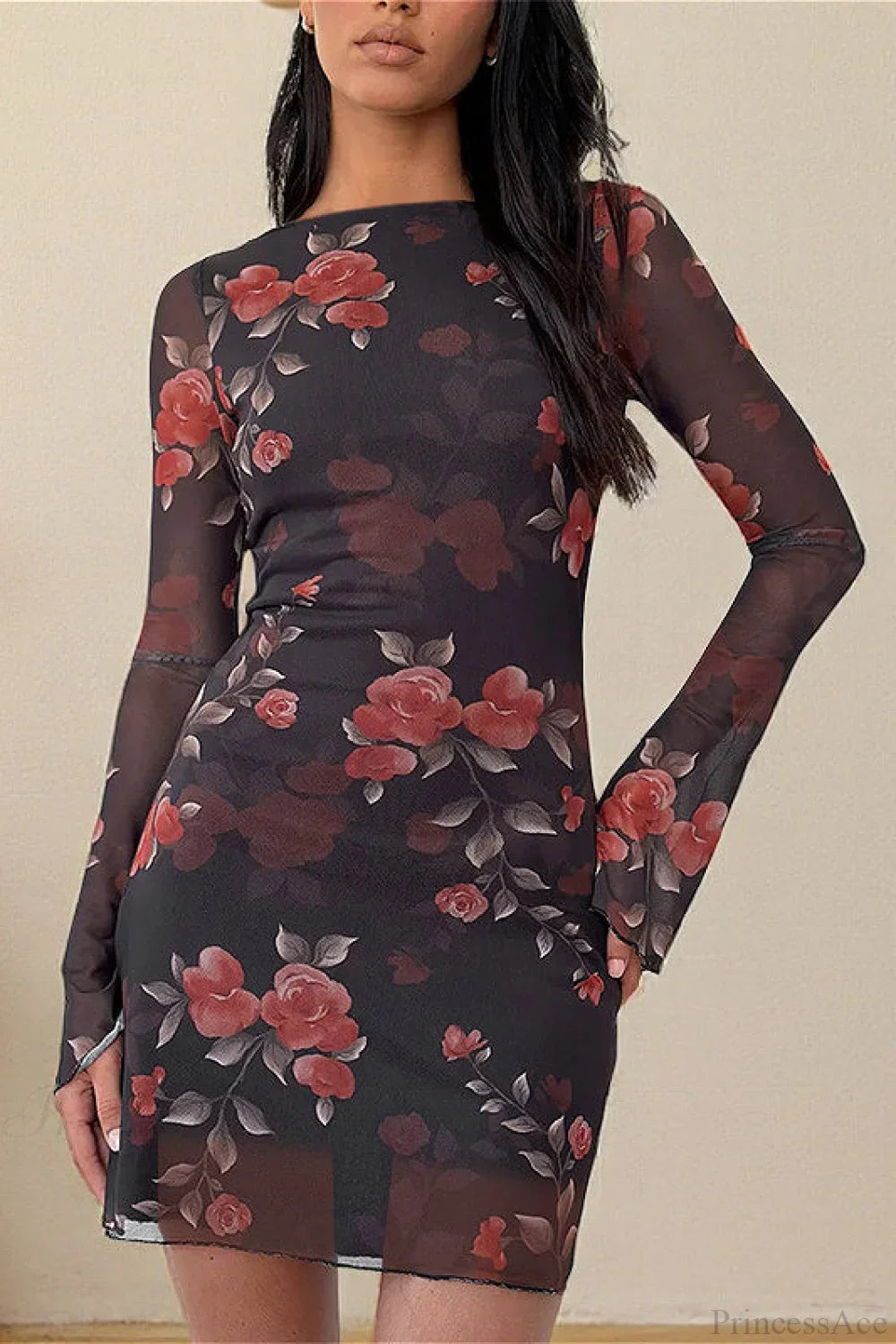 Sexy Floral Tulle Fitted Mini Dress