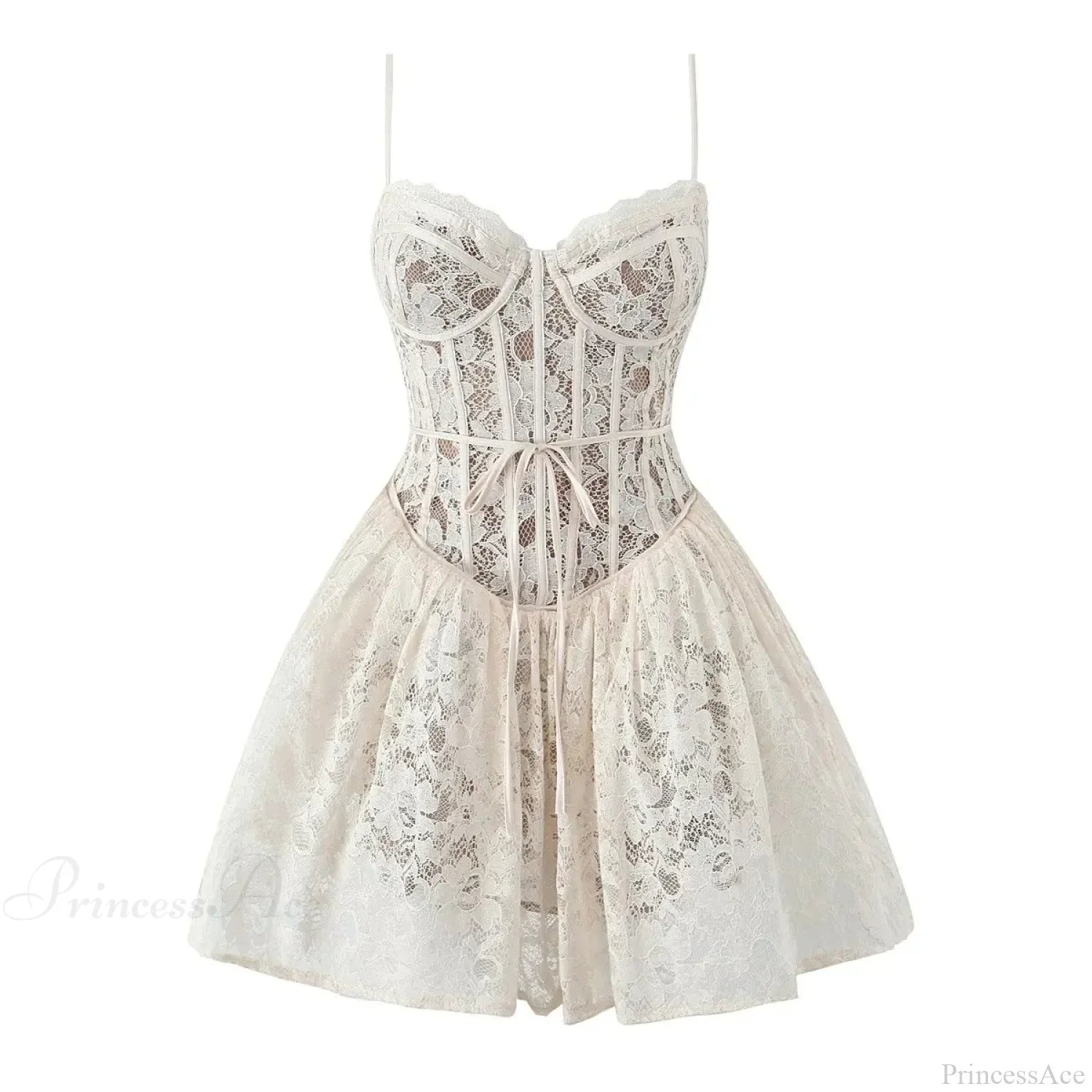 Vestido Floral Sexy de Encaje con Tirantes y Cintura Baja