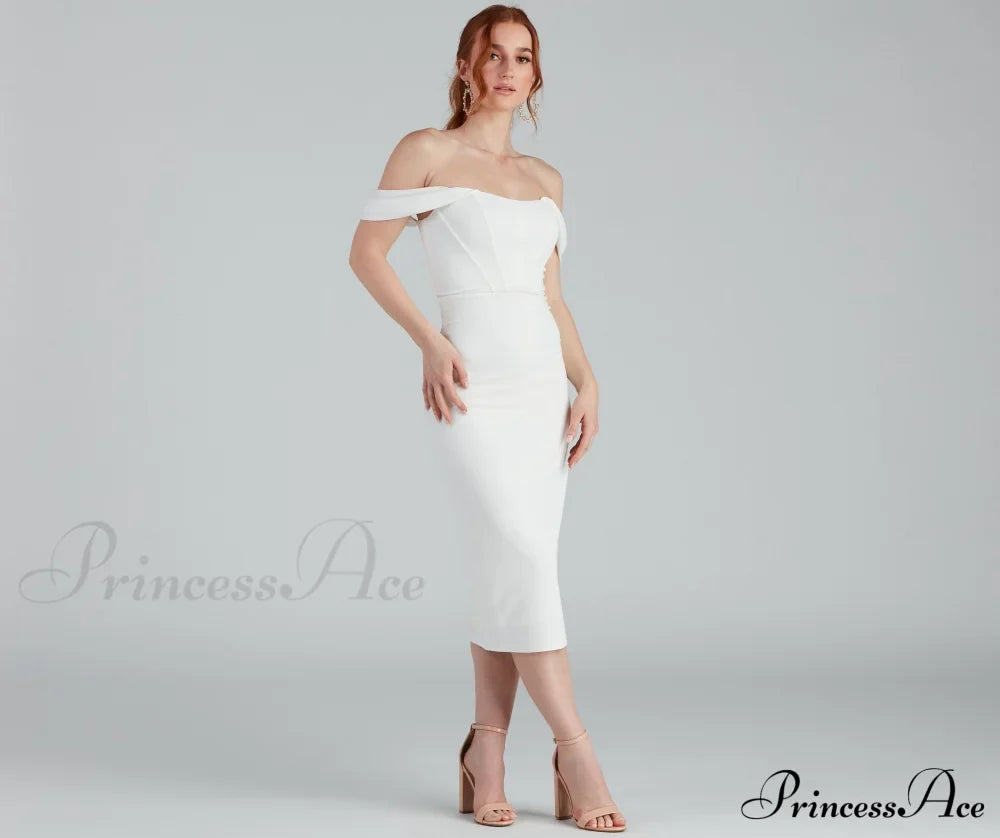 Sheila Krepp Korsett Reizvolles Midi Festkleid