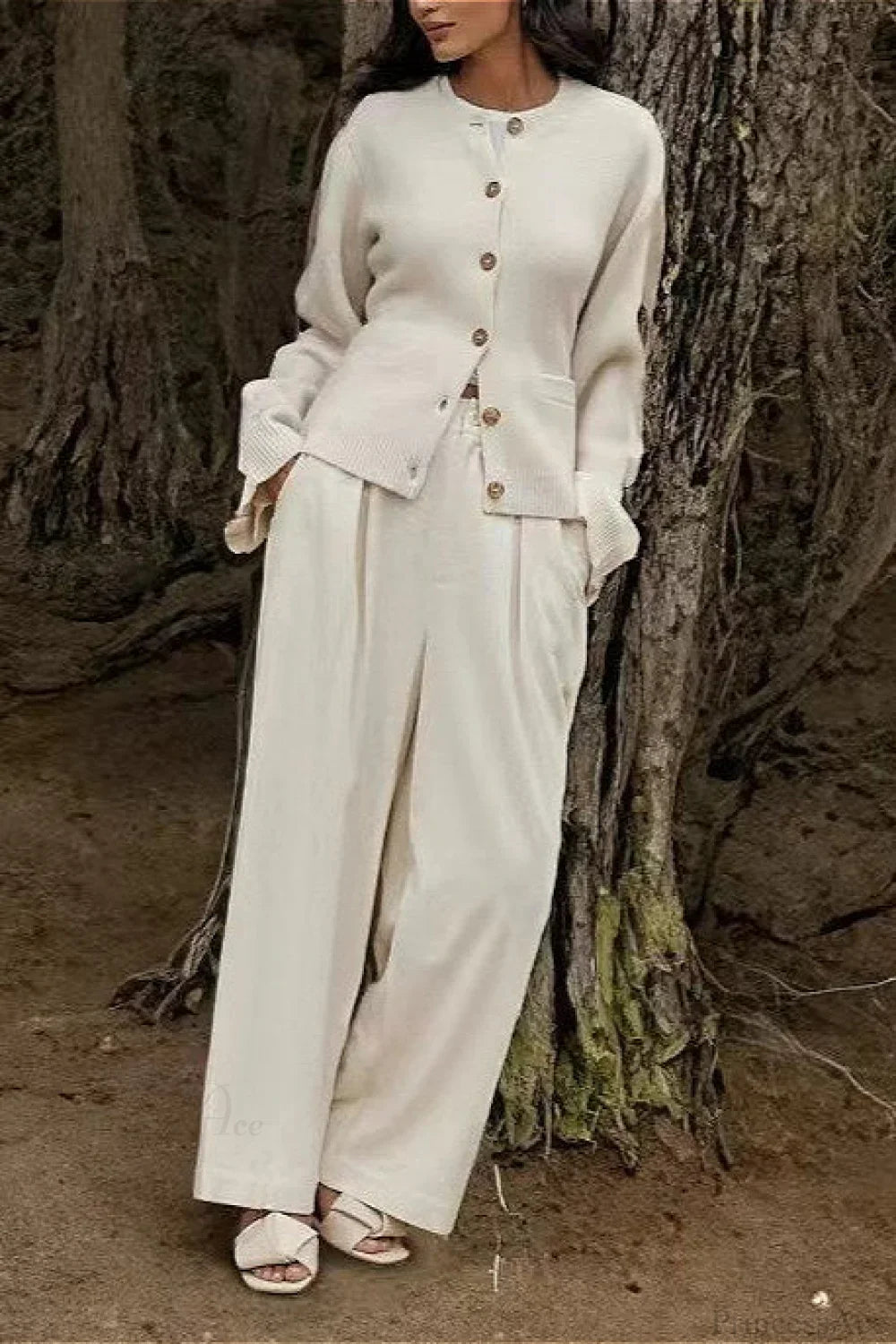 Solid Cinched Waist Elegant Minimal Cardigan Sweater