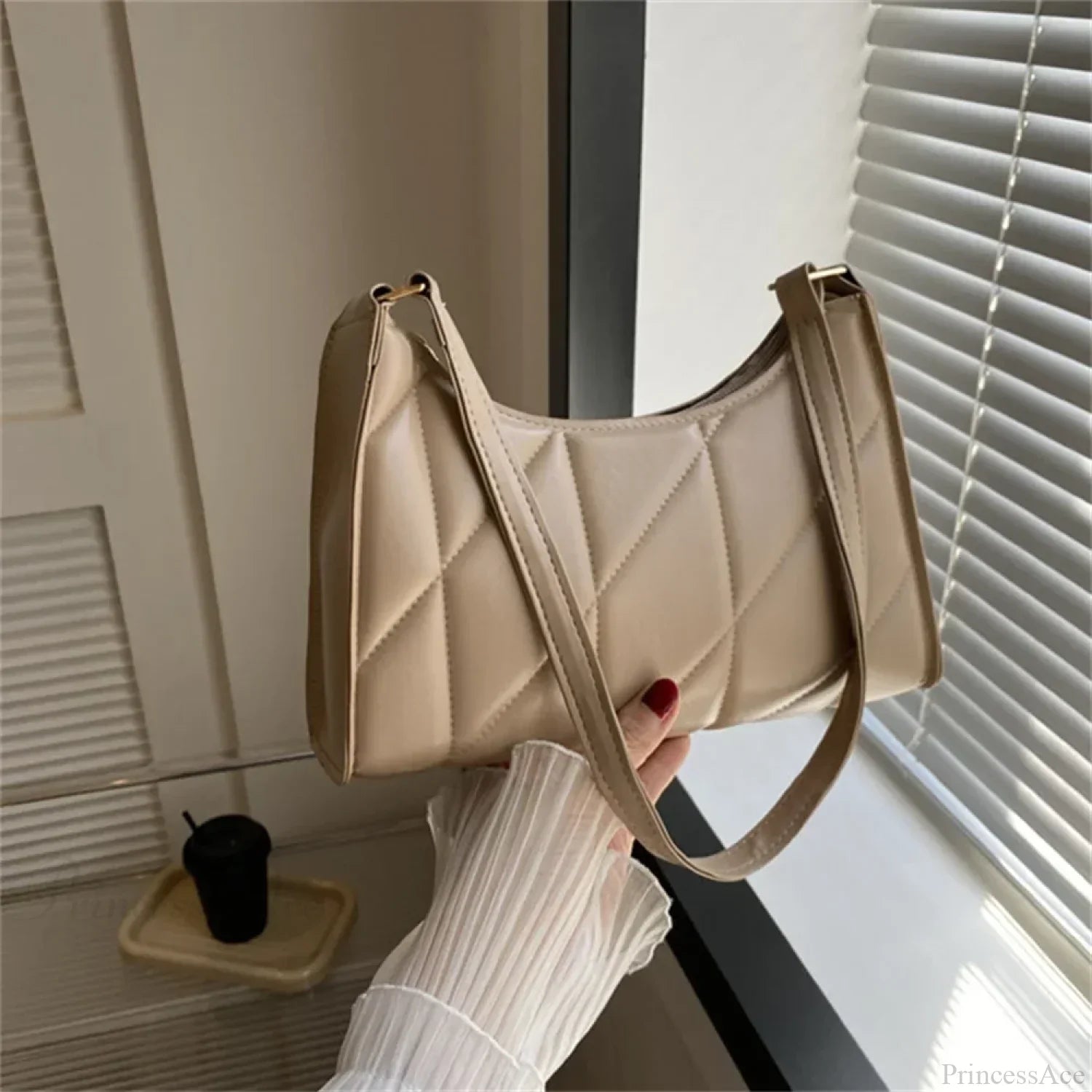 Solid Color PU Leather Underarm Crossbody