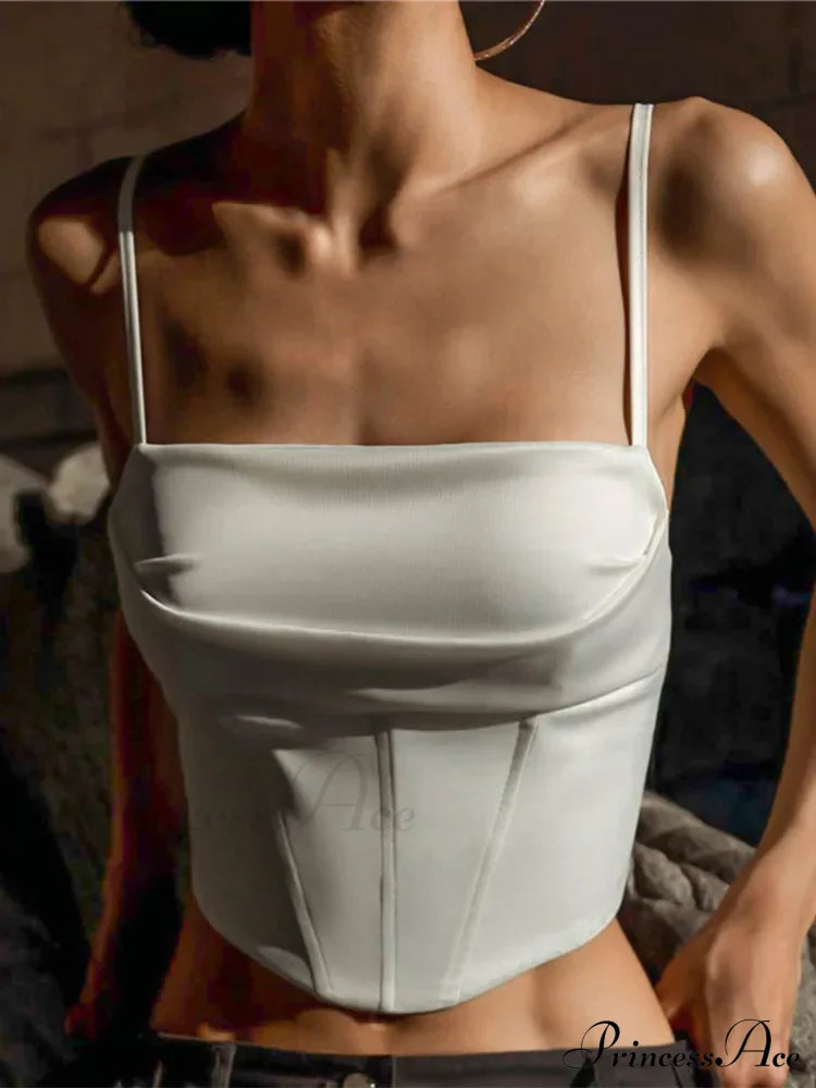 Spaghetti Strap Backless Bandage Skinny Crops Summer Elegant Lace Up Party Streetwear Women Camis Tank top