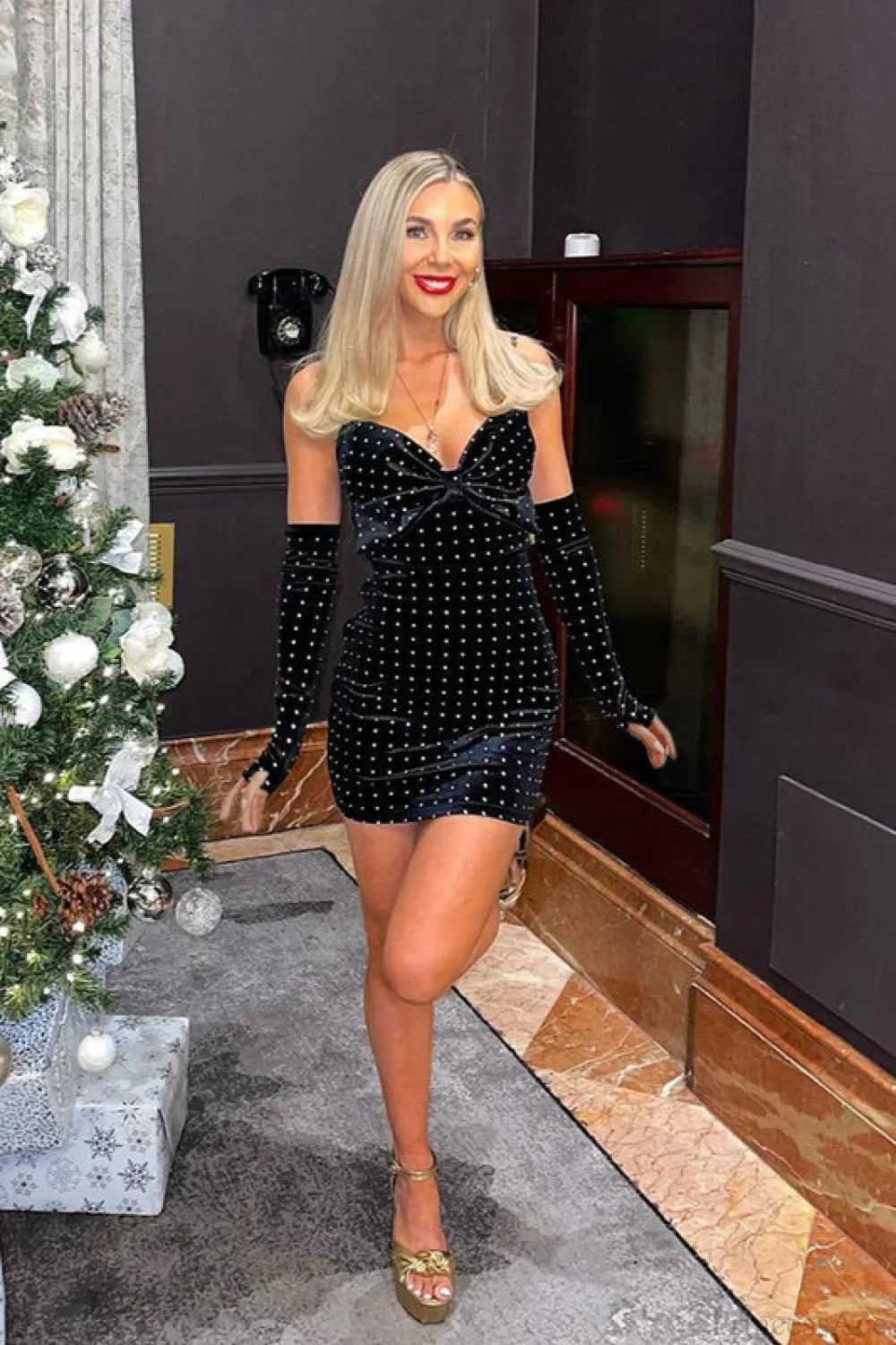 Sparkly Velvet Cami Bodycon Mini Dress