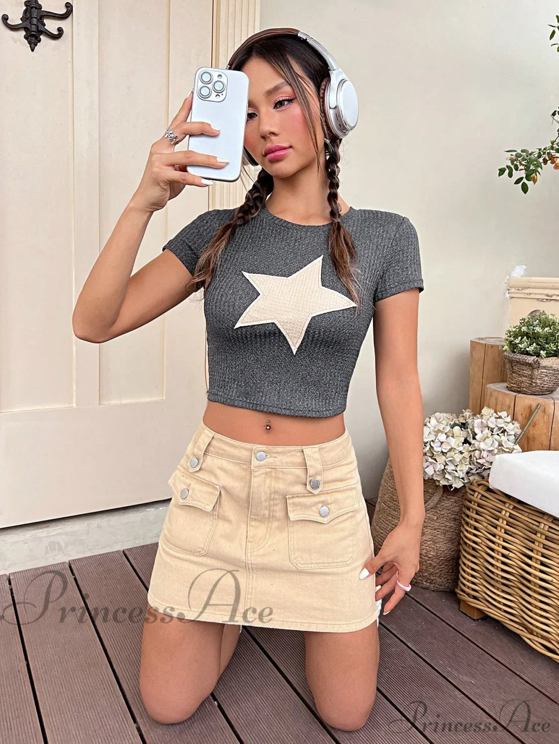 T-shirt court orné d'étoiles