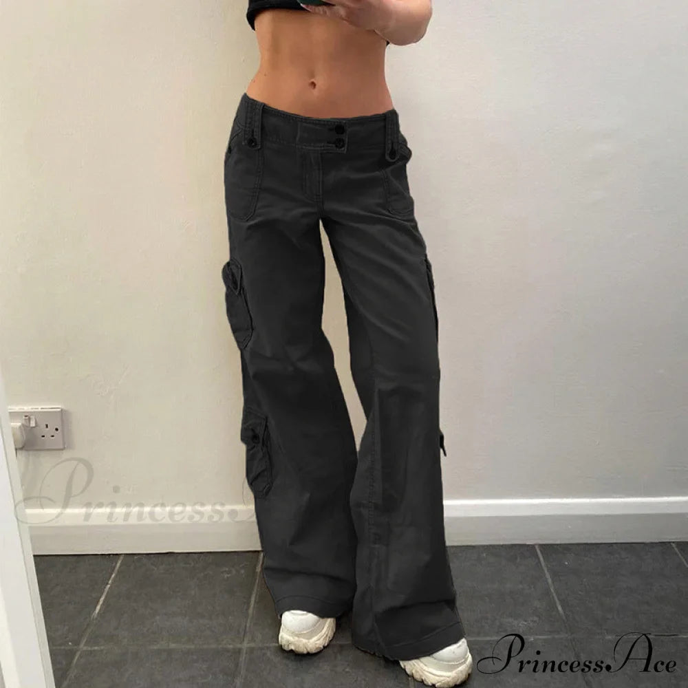 Straight High Waist Vintage Cargo Trousers