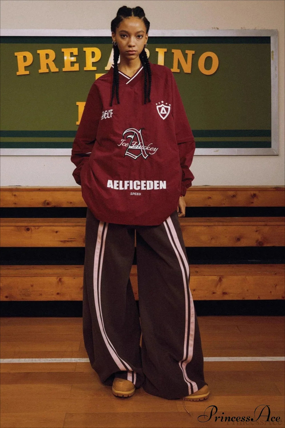 Pantaloni larghi a vita alta con coulisse in stile urbano