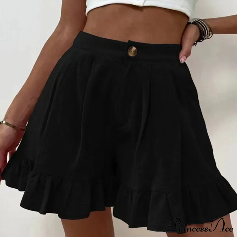 Letní volné široké kalhoty do áčkového střihu s volánkem, bavlněný lněný měkký materiál, krátké nohavice