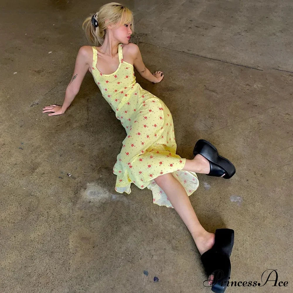 Robe d'été sans manches de plage à motif floral, dos nu, ajustée, élégante, à bretelles, pour soirée en club