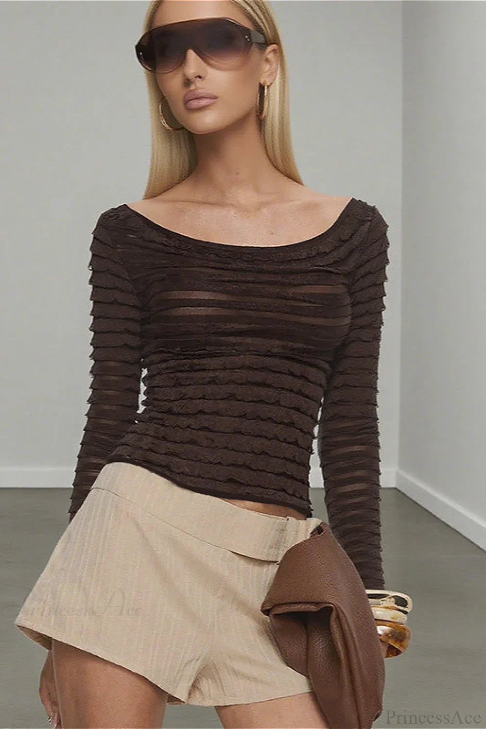 Textured Solid Long Sleeve Tee