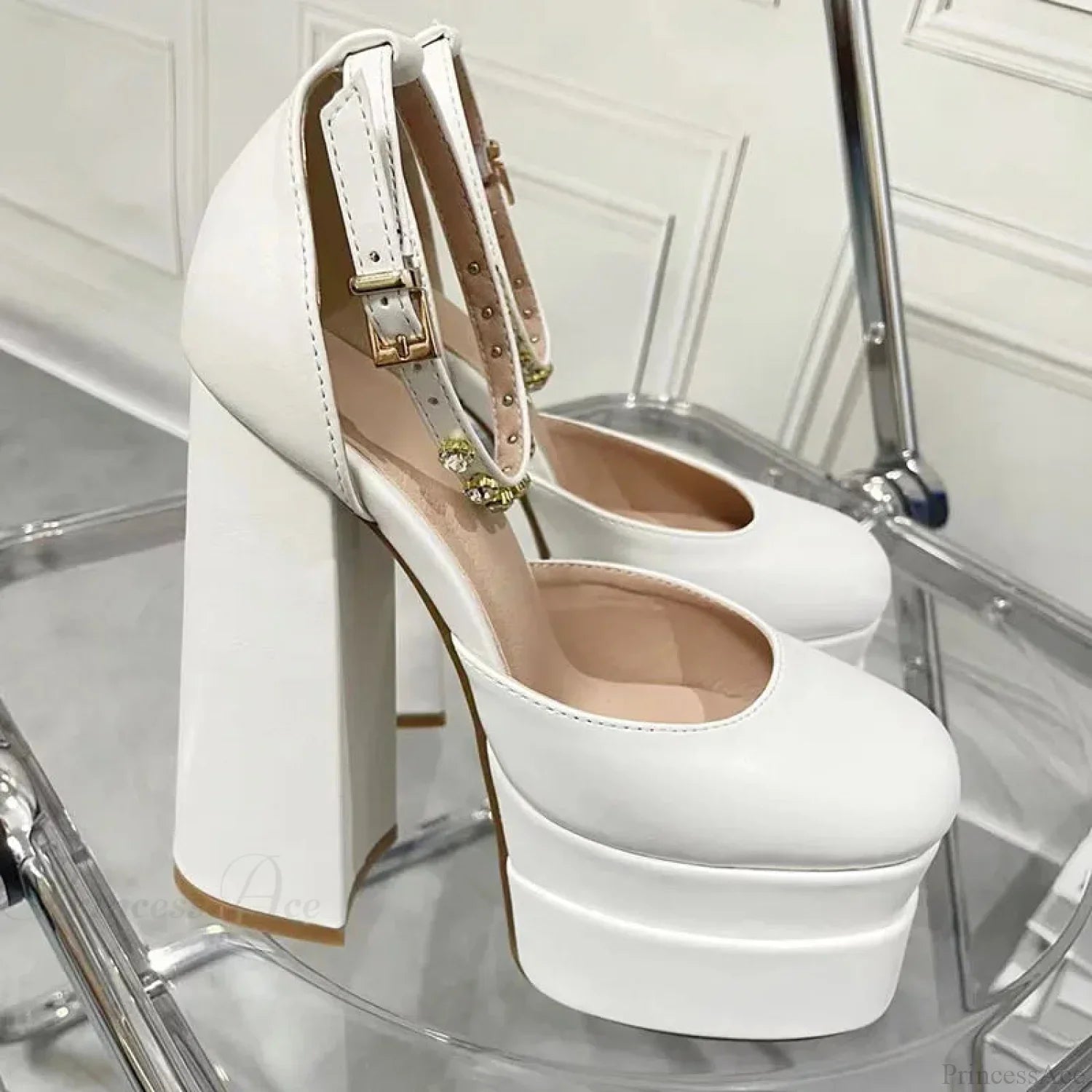 Escarpin Mary Jane vintage gothique à talon haut épais