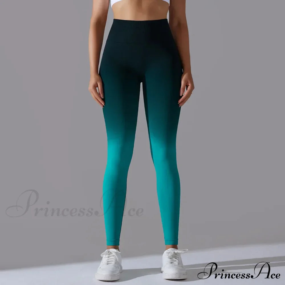 Waist Gradient Seamless Knitting Fitness Cycling Legging