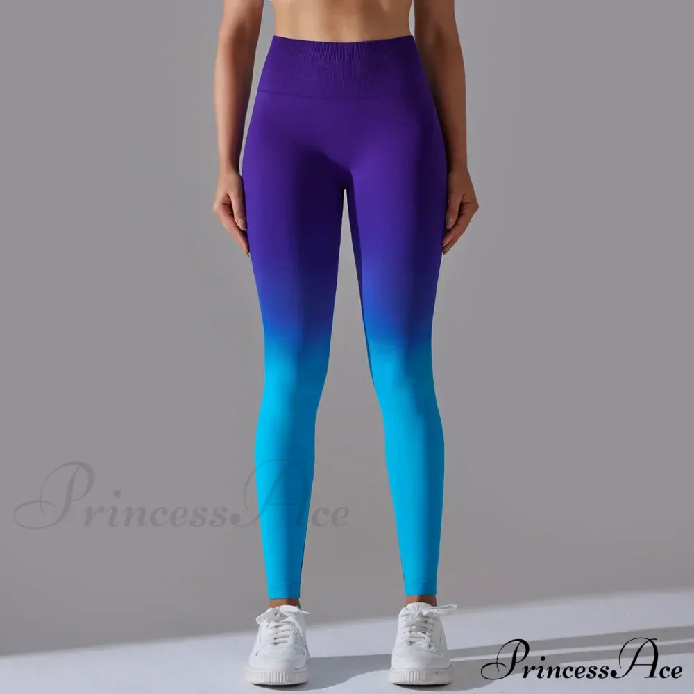 Waist Gradient Seamless Knitting Fitness Cycling Legging