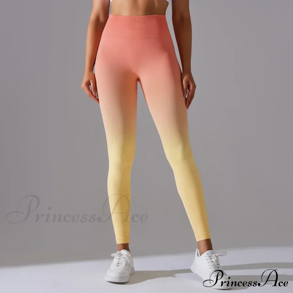Waist Gradient Seamless Knitting Fitness Cycling Legging