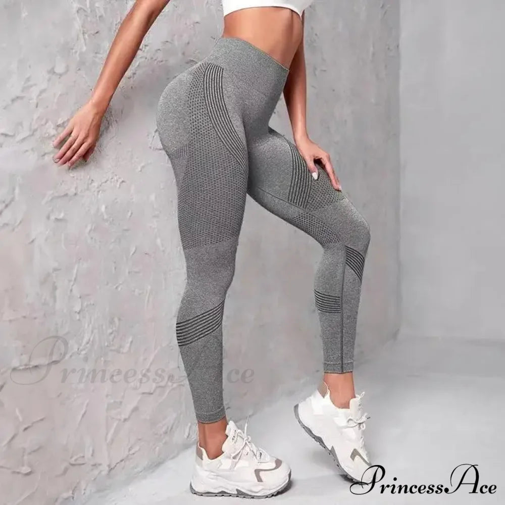 Waist Striped Mesh Fitness Outdoor Running Legging