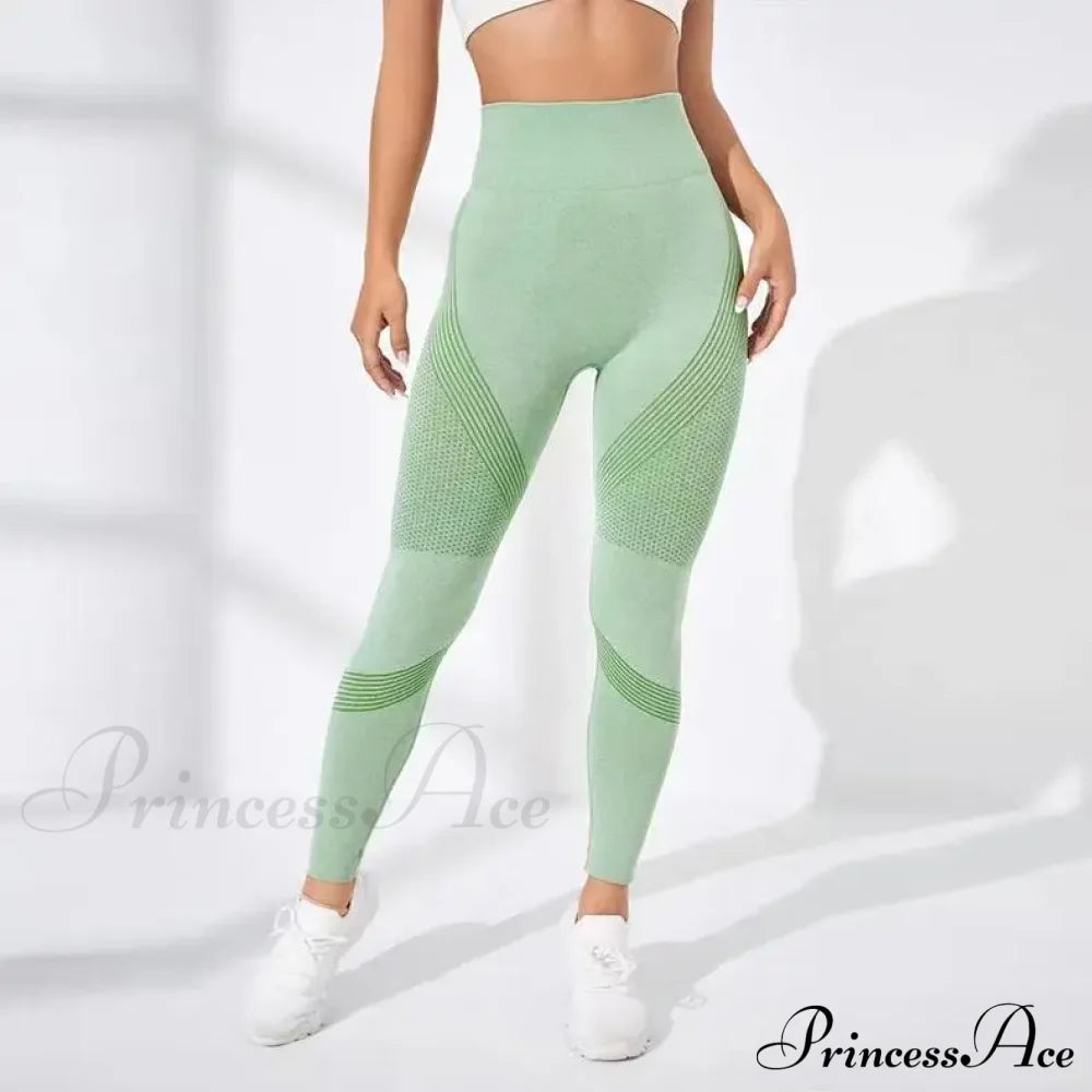 Waist Striped Mesh Fitness Outdoor Running Legging