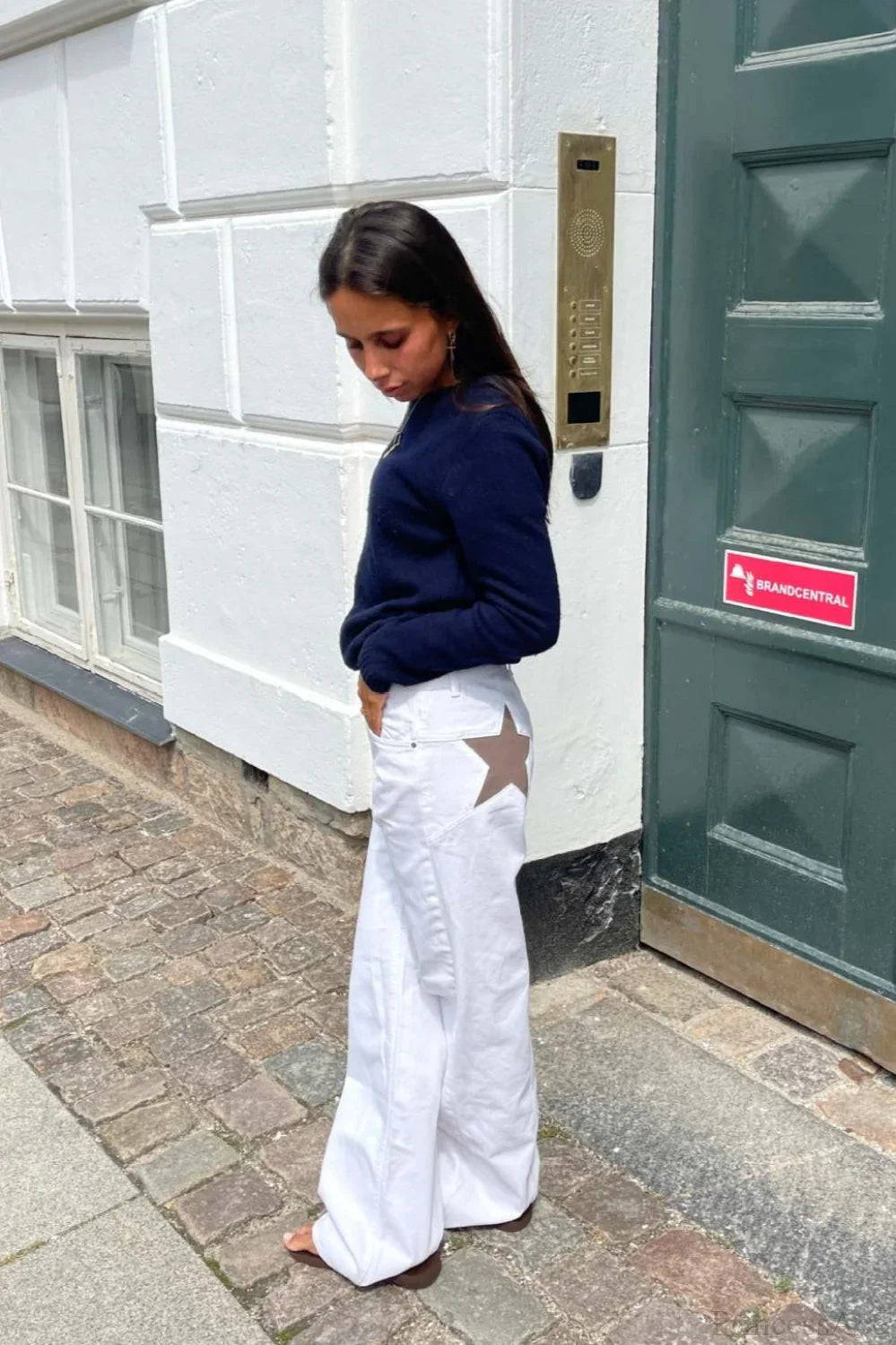 Jeans a toppa a blocchi di colore stile Anni 2000