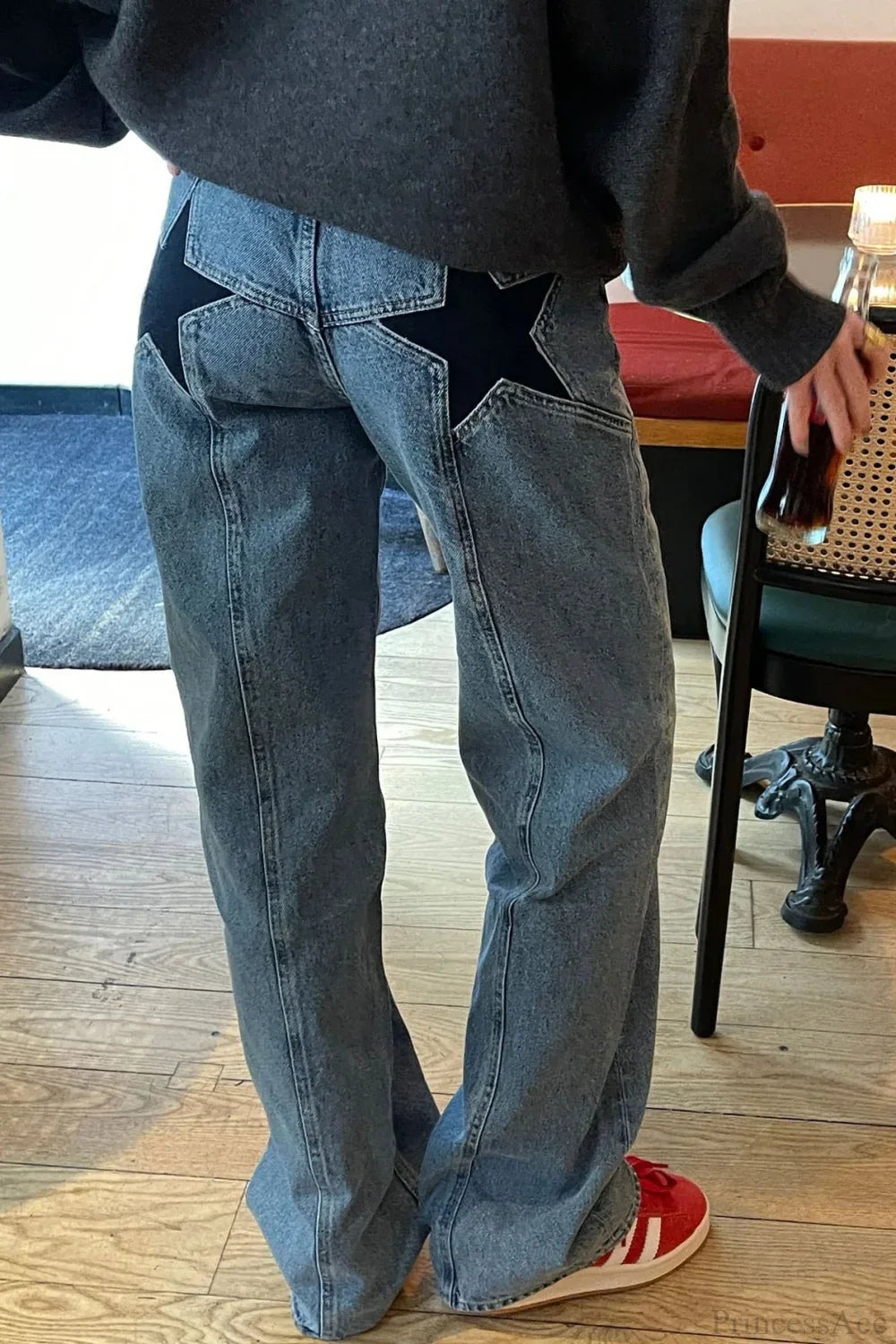 Jeans a toppa a blocchi di colore stile Anni 2000